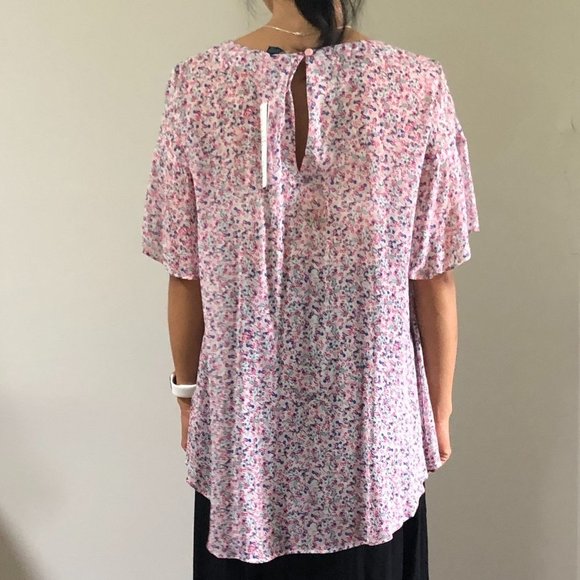 NEW WITH TAGS!   French Connection Semi Sheer Floral Blouse Size 8 - Picture 4 of 12